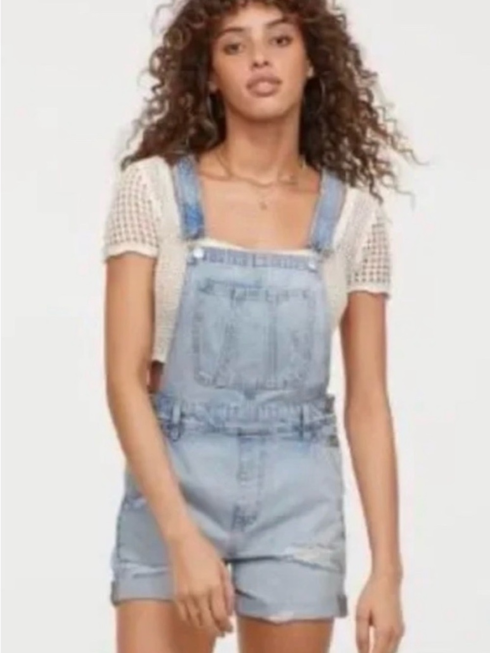 Divided Light Blue Denim Short Overalls
